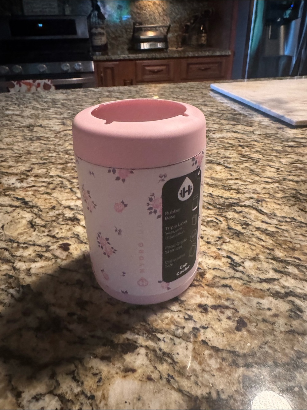 Hydrojug Pink Floral Travel Can Cooler - wild rose